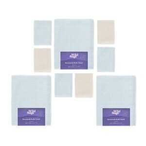 Wild Sage Savannah 3 MOONLIGHT JADE Bath Towels + 6 Washcloths (3 Ivory, 3 Jade)